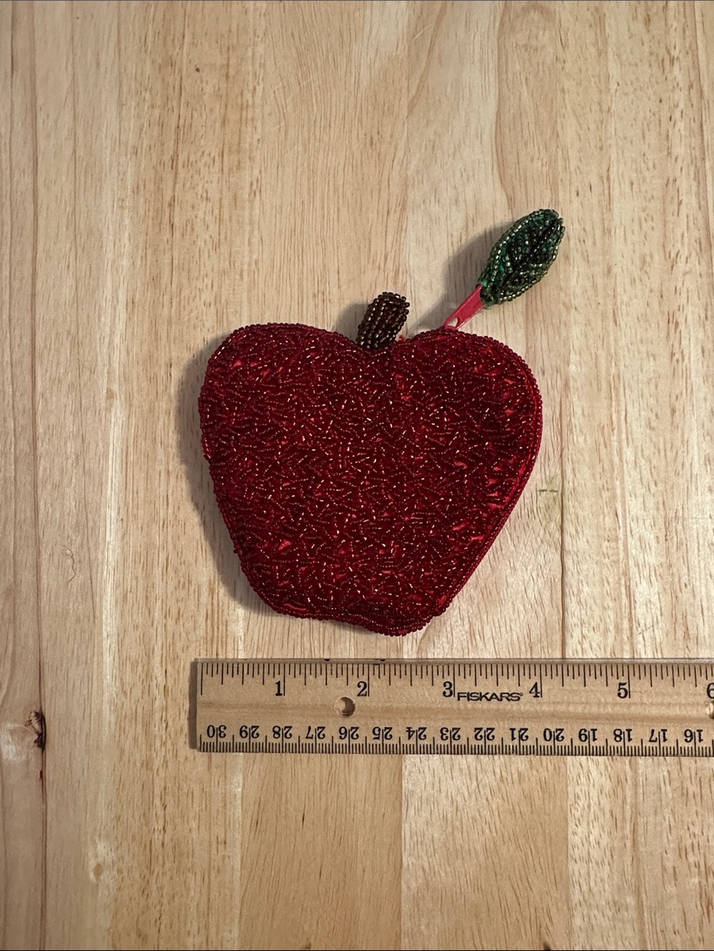 Beaded Red Apple Change purse - Unbranded